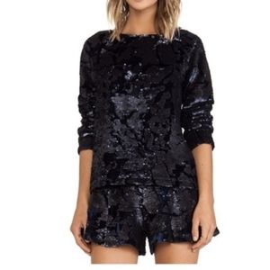 J.O.A. Women's Navy Blue Sequins Long Sleeve Sweater Size Small